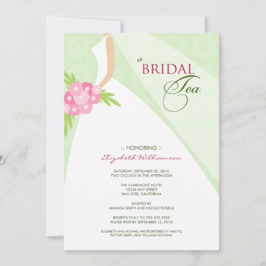 Buurdress Bridal Tea Invitation (groen) Kaart (Voorkant)