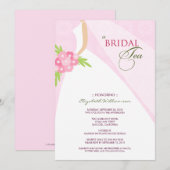 Buurdress Bridal Tea Invitation (roze) Kaart (Voorkant / Achterkant)