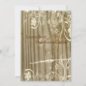 Buurhout Shabby Lace Gold Tint Wedding Invite Kaart (Achterkant)