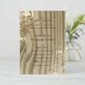 Buurhout Shabby Lace Gold Tint Wedding Invite Kaart (Staand voorkant)