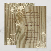 Buurhout Shabby Lace Gold Tint Wedding Invite Kaart (Voorkant / Achterkant)