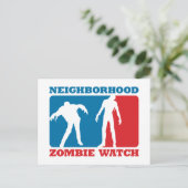 Buurland Zombie Watch - Rood en Blauw Briefkaart (Staand voorkant)