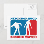 Buurland Zombie Watch - Rood en Blauw Briefkaart (Voorkant / Achterkant)