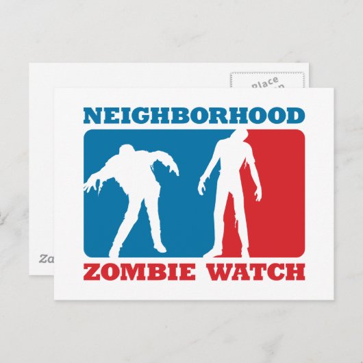 Buurland Zombie Watch - Rood en Blauw Briefkaart (Voorkant / Achterkant)