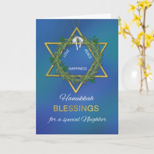 Buurman Hanukkah Blessings Star van David Gold Loo Kaart (Gele Bloem)