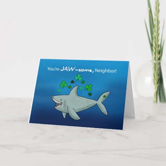 Buurman St Patricks Day Shark met Shamrocks Kaart (Voorkant)