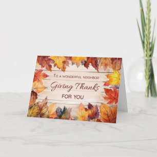 Buurman Thanksgiving geeft Bedankt herfstbladeren Kaart