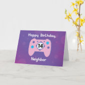 Buurmeisje 14 Jaar Oud Verjaardag Gamer Kaart (Gele Bloem)