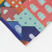 Buurt Blok Stads Huizen Patroon Fleece Deken (Hoek)