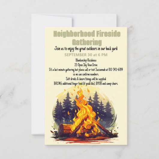 Buurt Fireside Verzamelen Digitale Download Kaart (Voorkant)