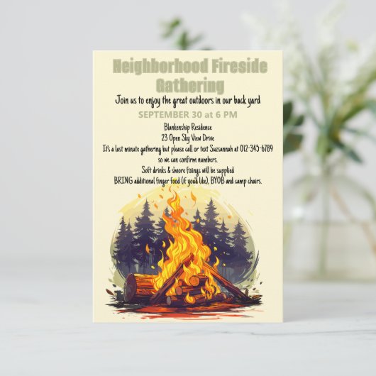 Buurt Fireside Verzamelen Digitale Download Kaart (Staand voorkant)