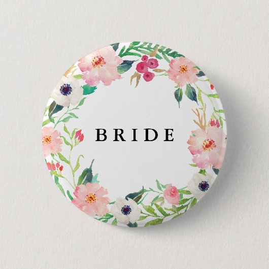 Buurt Florals Bride Bridal Party Weddenschap Ronde Button 5,7 Cm (Voorkant)