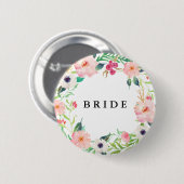 Buurt Florals Bride Bridal Party Weddenschap Ronde Button 5,7 Cm (Voorkant /achterkant)