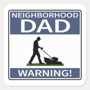 Buurt Papa Blauw Waarschuwingsbord Gazon Vierkante Sticker