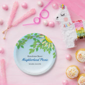 Buurt Picknick Groene Bladeren en Zon Papieren Bordje (Feest)