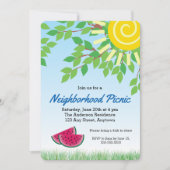 Buurt Picknick Invitati met Watermeloen & Zon Kaart (Voorkant)