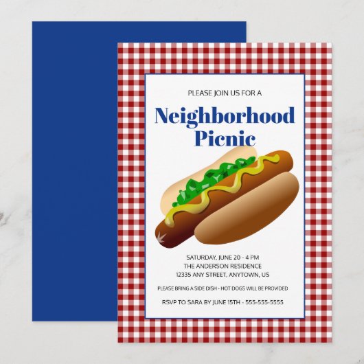 Buurt Picknick Met Hete Honden Kaart (Voorkant / Achterkant)