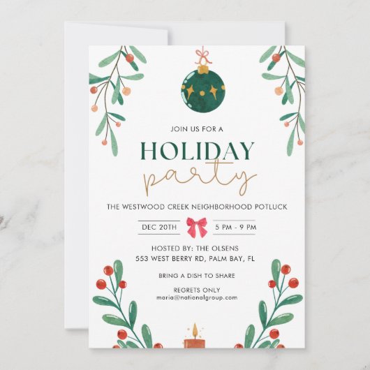 Buurt Vakantie Kerstfeest Uitnodiging (Voorkant)