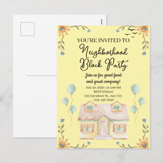 Buurtblokkeringsfeestje Feestdagenkaart (Voorkant / Achterkant)