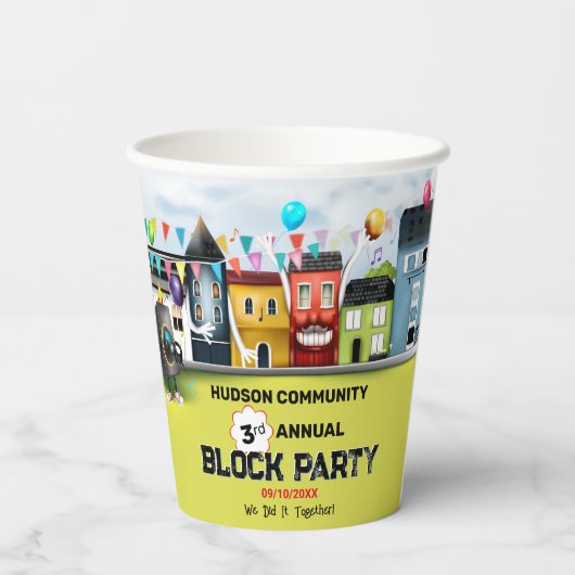 Buurtblokkeringsfeestje Papieren Bekers (Achterkant)