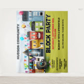 Buurtfeest Banner Achtergrond Wandkleed (Voorkant)