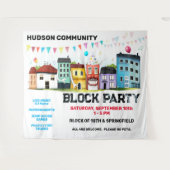 Buurtfeest Banner Achtergrond Wandkleed (Voorkant (horizontaal))