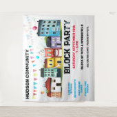 Buurtfeest Banner Achtergrond Wandkleed (Voorkant)