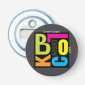 Buurtfeest Blokparty 's Avonds Retro Stijl Button Flesopener (Voorkant)