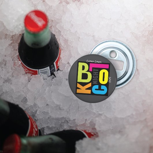 Buurtfeest Blokparty 's Avonds Retro Stijl Button Flesopener