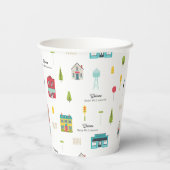 Buurtgebouwen Welkom Patroon Baby shower Papieren Bekers (Achterkant)