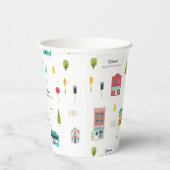 Buurtgebouwen Welkom Patroon Baby shower Papieren Bekers (Rechts)