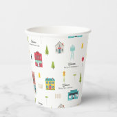 Buurtgebouwen Welkom Patroon Baby shower Papieren Bekers (Voorkant)