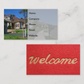 Buurtje en Red Welcome Mat Real Estate Agent Visitekaartje (Voorkant / Achterkant)
