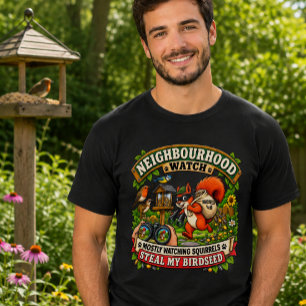 Buurtpreventie Funny Squirrel Vogels kijken T-shirt