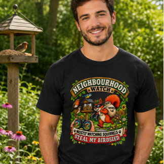 Buurtpreventie Funny Squirrel Vogels kijken T-shirt