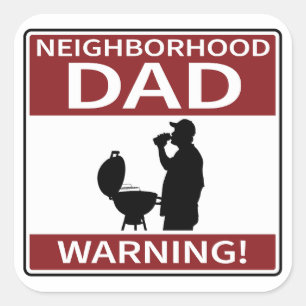 Buurtvader Waarschuwingsbord Grill Rood Vierkante Sticker