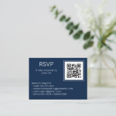 Buwende marineblauw RSVP Online QR Code Foto Informatiekaartje (Staand voorkant)