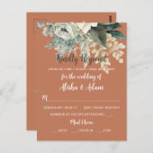 Buwende RSVP Kaart Floral Sage Green & Terracotta (Voorkant / Achterkant)