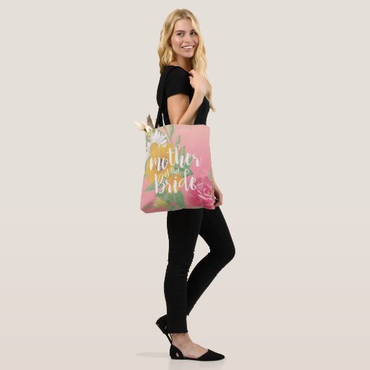 Buwmoeder van de Bride Flowers Gold Glitter Tote Bag (Op model)