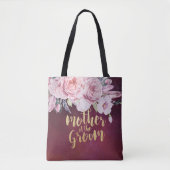 Buwmoeder van de Groom Floral Burgundy Red Tote Bag (Voorkant)