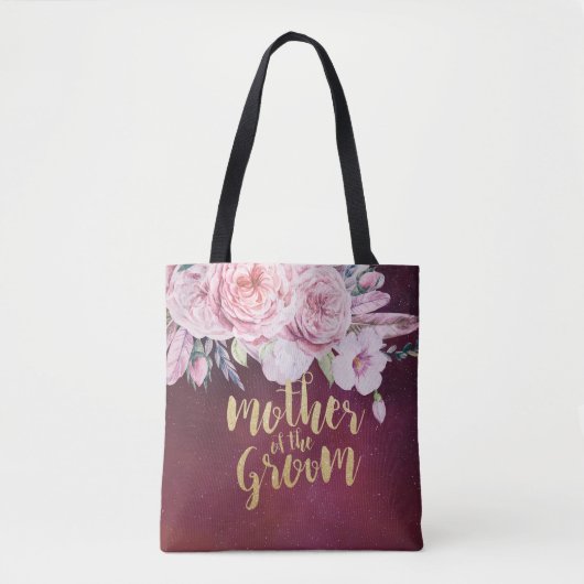 Buwmoeder van de Groom Floral Burgundy Red Tote Bag (Voorkant)