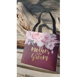 Buwmoeder van de Groom Floral Burgundy Red Tote Bag