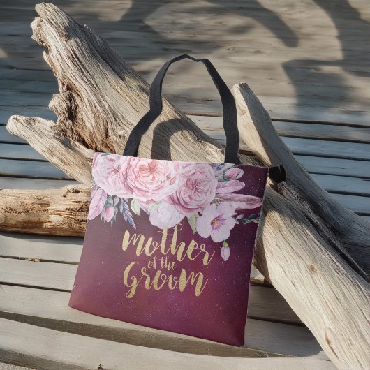 Buwmoeder van de Groom Floral Burgundy Red Tote Bag