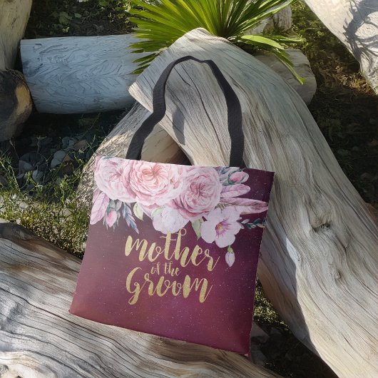 Buwmoeder van de Groom Floral Burgundy Red Tote Bag