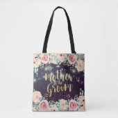 Buwmoeder van de Groom Floral Paars Sparkle Tote Bag (Voorkant)