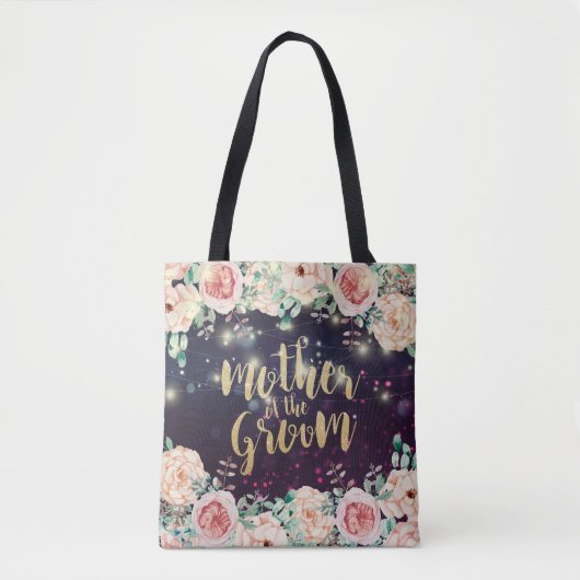 Buwmoeder van de Groom Floral Paars Sparkle Tote Bag (Voorkant)