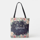 Buwmoeder van de Groom Floral Paars Sparkle Tote Bag (Achterkant)