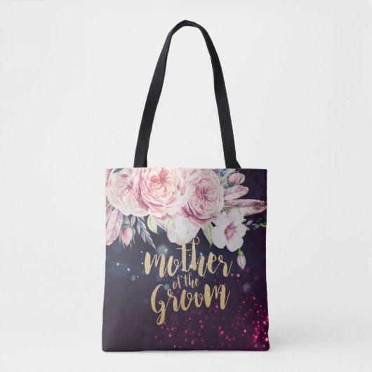 Buwmoeder van de Groom Floral Paarse Lichten Tote Bag (Voorkant)