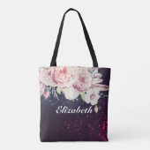 Buwmoeder van de Groom Floral Paarse Lichten Tote Bag (Achterkant)