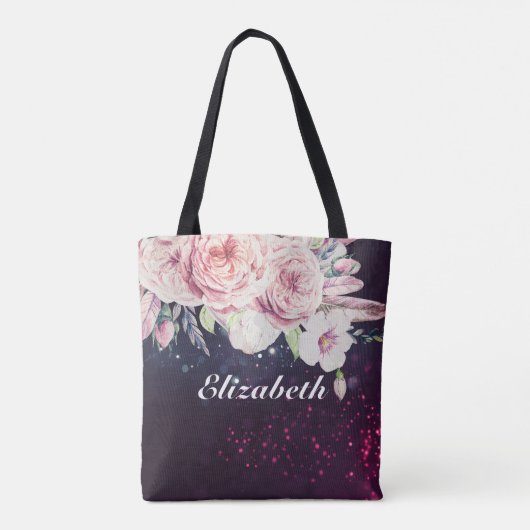 Buwmoeder van de Groom Floral Paarse Lichten Tote Bag (Achterkant)